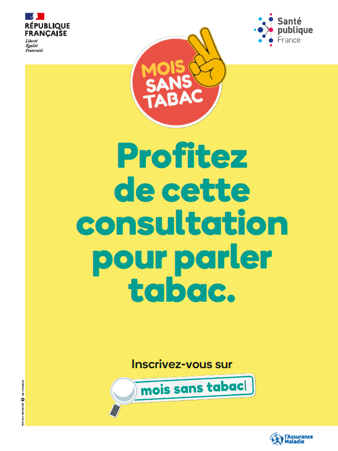Affiche pour salle d'attente "Profitez de cette consultation pour parler tabac"